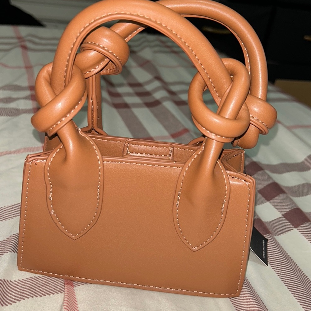 Mini Knot Decor Double Handle Square Bag